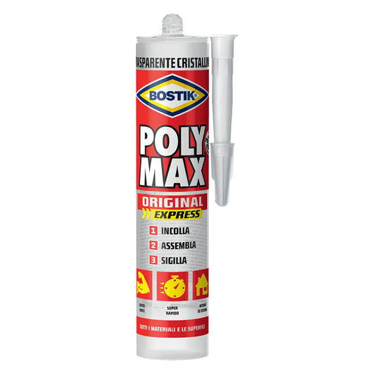 ADESIVO SIGILLANTE UNIVERSALE 'POLY MAX' CRISTAL E gr. 115 (clip strip)- 12 pezzi  - BOSTIK