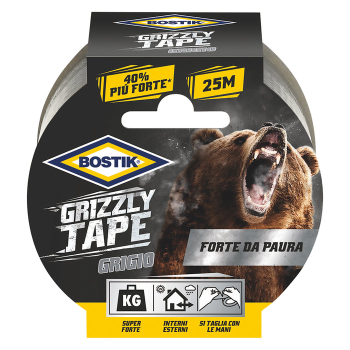 NASTRO TELATO 'GRIZZLY TAPE' mm 50 x 25 mt - grigio- 6 rotolo  - BOSTIK