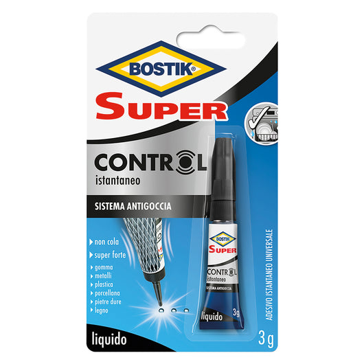 ADESIVO CIANOCRILATO 'SUPER CONTROL' gr. 3 - blister 1 pz- 24 blister  - BOSTIK