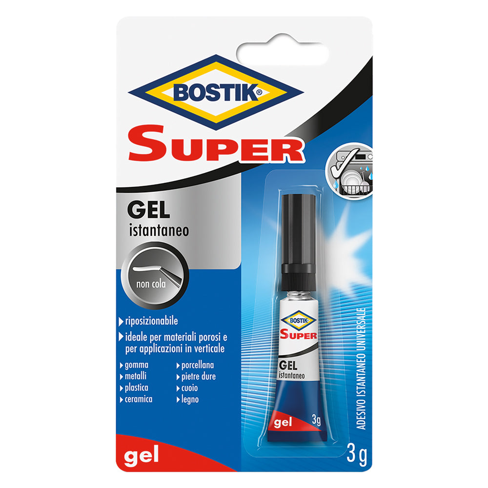 ADESIVO ISTANTANEO UNIVERSALE GEL 'SUPER' gr. 3 (clip strip)- 12 blister  - BOSTIK