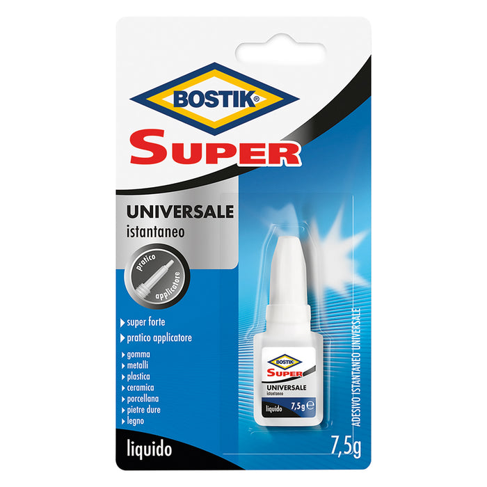 ADESIVO ISTANTANEO 'SUPER UNIVERSALE' gr. 7,5 (clip strip)- 12 blister  - BOSTIK