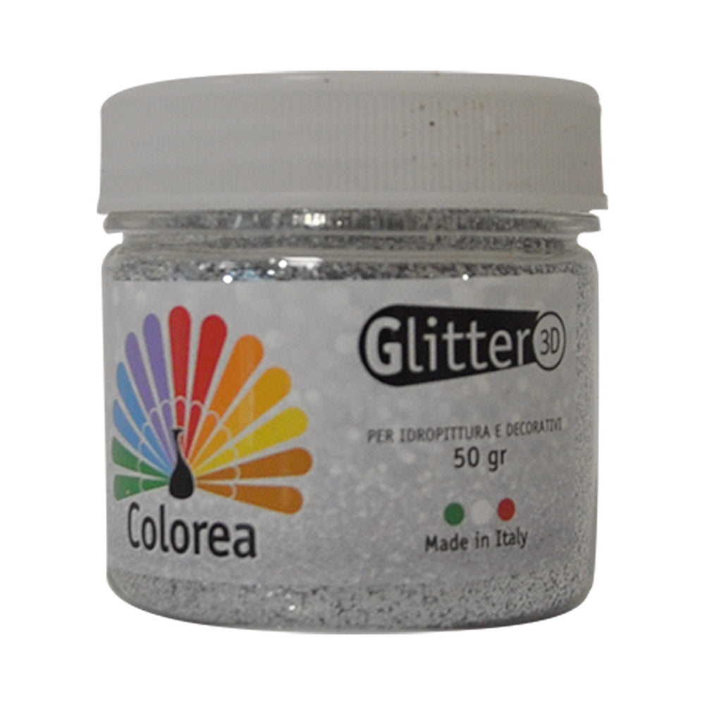 GLITTER IN POLVERE gr.50 - colore argento- 12 pezzi  - COLOREA