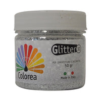 GLITTER IN POLVERE gr.50 - colore argento- 12 pezzi  - COLOREA