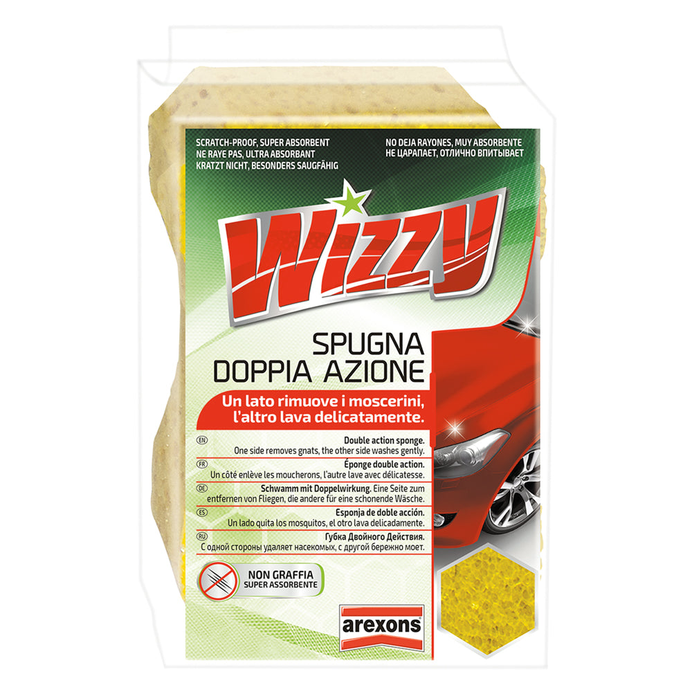 SPUGNA LAVAGGIO AUTO DOPPIA AZIONE 'WIZZY' cm 16 x 10,5 x 7  - AREXONS
