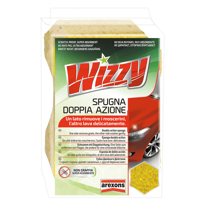 SPUGNA LAVAGGIO AUTO DOPPIA AZIONE 'WIZZY' cm 16 x 10,5 x 7  - AREXONS
