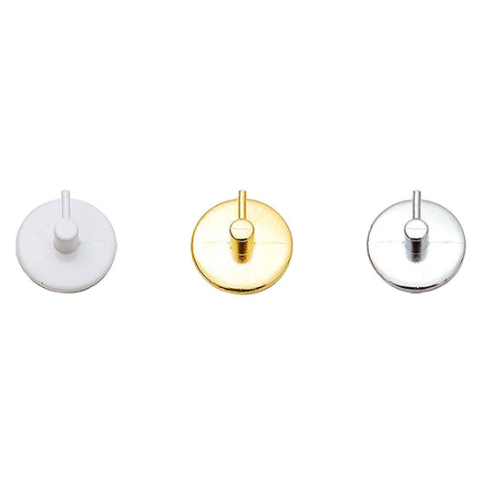 GANCIO ADESIVO TONDO IN METALLO PER BRIS BRIS colore bianco - blister 2 pezzi- 12 blister