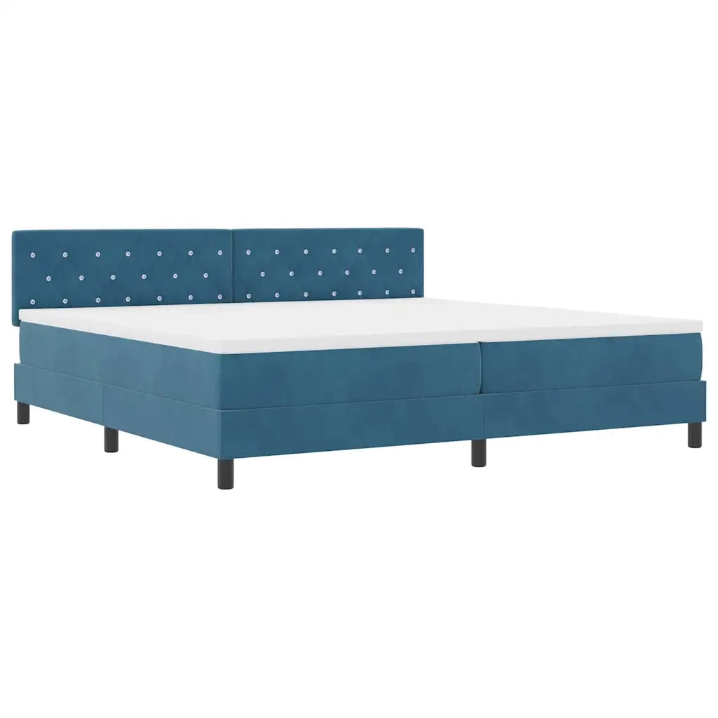 Letto a Sorgente LED Blu Scuro 200 x 200 cm Velluto 3342612