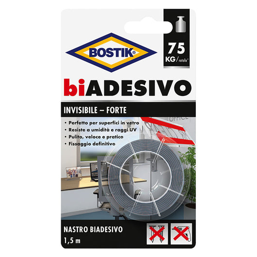 NASTRO BIADESIVO IN SCHIUMA INVISIBILE mm. 19 x 1,5 mt- 6 pezzi  - BOSTIK