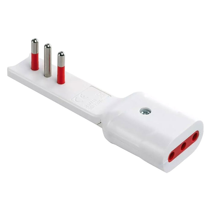 ADATTATORE ULTRAPIATTO SERIE 'EMILIA FLAT' spina e presa 2P + T 10A - bianco  - ROSI