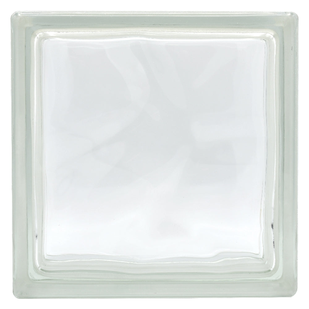 MATTONE IN VETROCAMERA ONDULATO cm 19 x 19 x 8 - blu- 6 pezzi