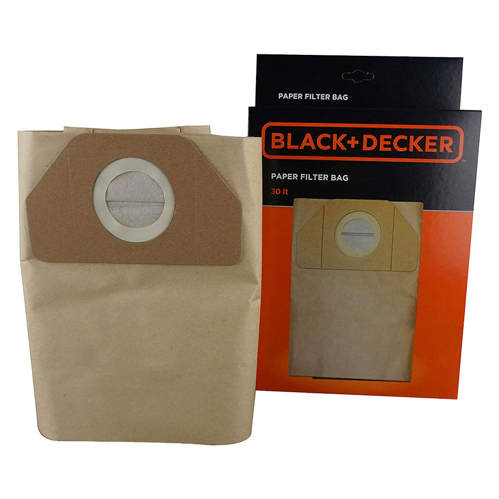 SACCHETTI RACCOGLIPOLVERE IN CARTA per bidone aspiratutto lt. 20  - BLACK DECKER