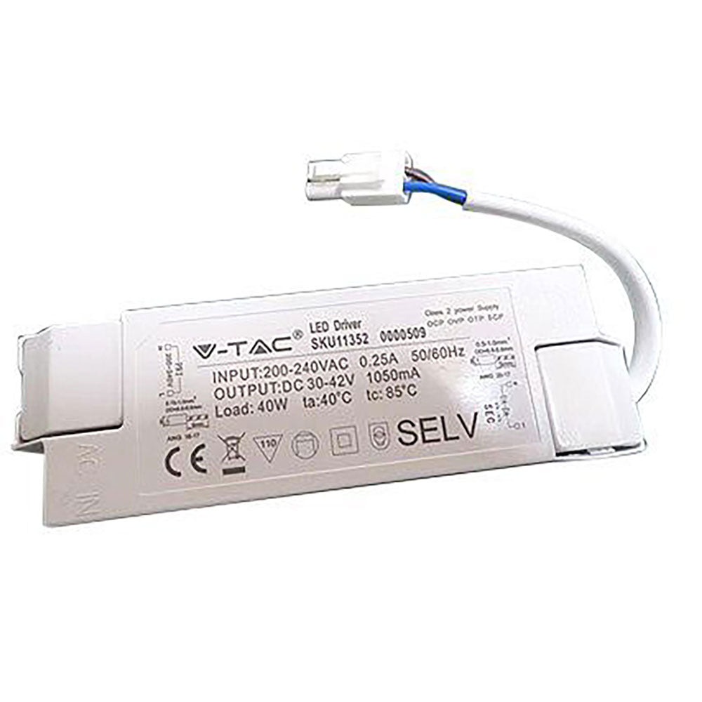 ALIMENTATORE PER PANNELLI LED 40W - AC:200-240V - 1050 mA (IP20)  - VTAC