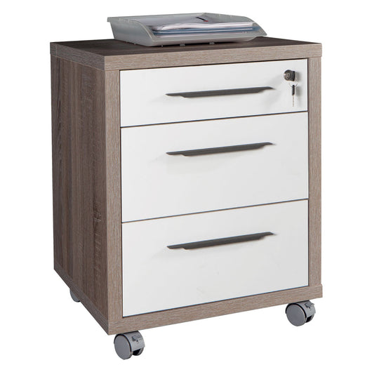 CASSETTIERA UFFICIO 3 CASSETTI LINEA 'CHANIA' cm. 45 x 48 x h.63 - cemento/bianco  - COMPOSAD