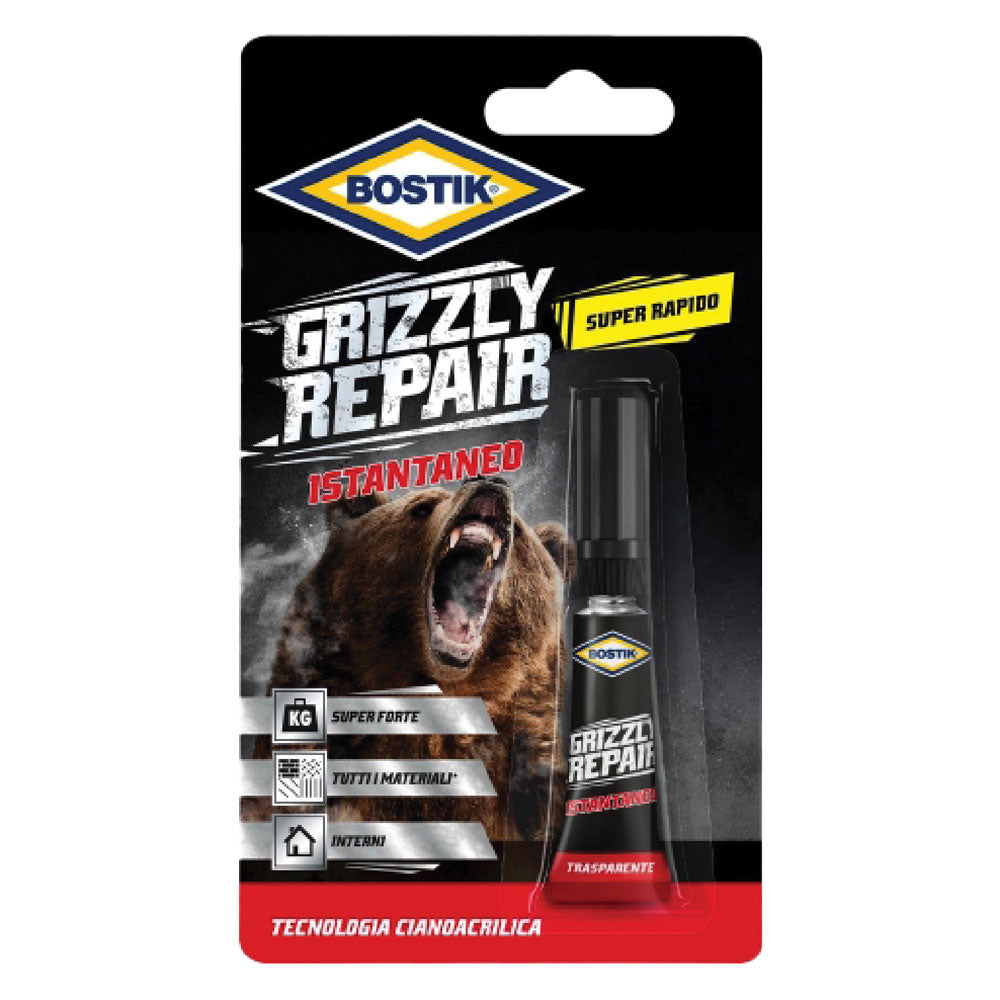 ADESIVO ISTANTANEO 'GRIZZLY REPAIR' gr. 3- 12 blister  - BOSTIK