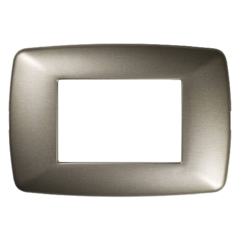 PLACCA COLORE ACCIAIO SPAZZOLATO 'BRIO' 3 posti - 3203/AS'  - FEB