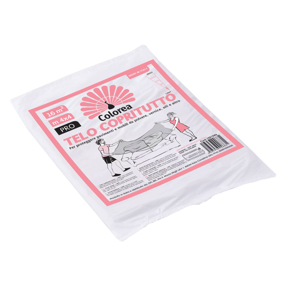 TELO COPRITUTTO MULTIUSO 'ECO' mt 4 x 4 - 60 gr/mq- 120 pezzi  - COLOREA
