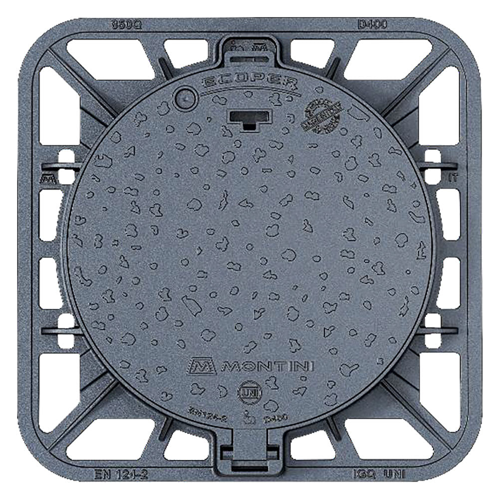 CHIUSINO IN GHISA CLASSE D400 ECOPER Q - 85 x 85 - botola 65 cm / Kg 60,5  - MONTINI