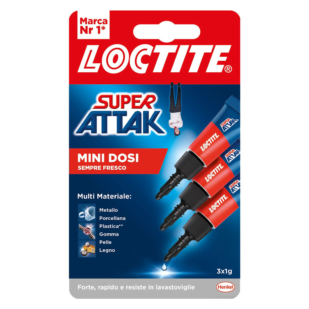 SUPER ATTAK 'LIQUID' 3 pezzi da gr.1 - mini dosi- 24 pezzi  - LOCTITE