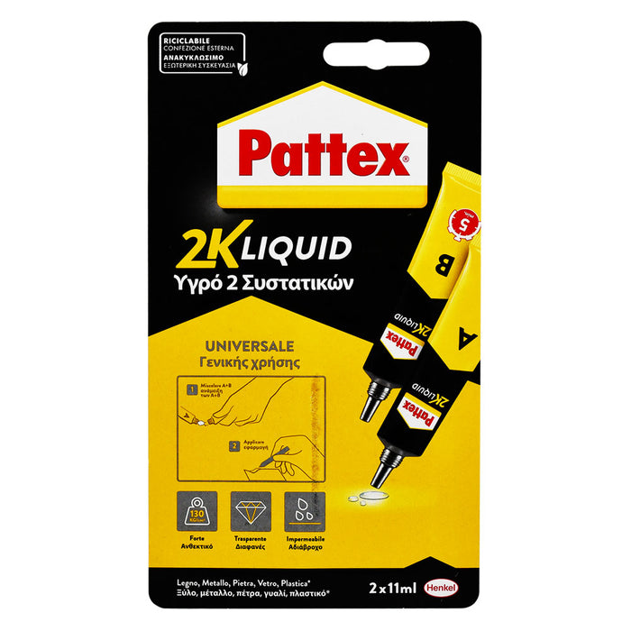 PATTEX ADESIVO '2K LIQUID' ml. 22 (2 x 11)- 6 pezzi  - PATTEX