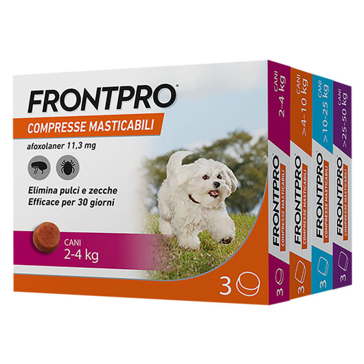 COMPRESSE ANTIPARASSITARIE MASTICABILI 'FRONTPRO' cani 25 fino a 50 kg / 3 compresse da 136 mg  - FRONTLINE