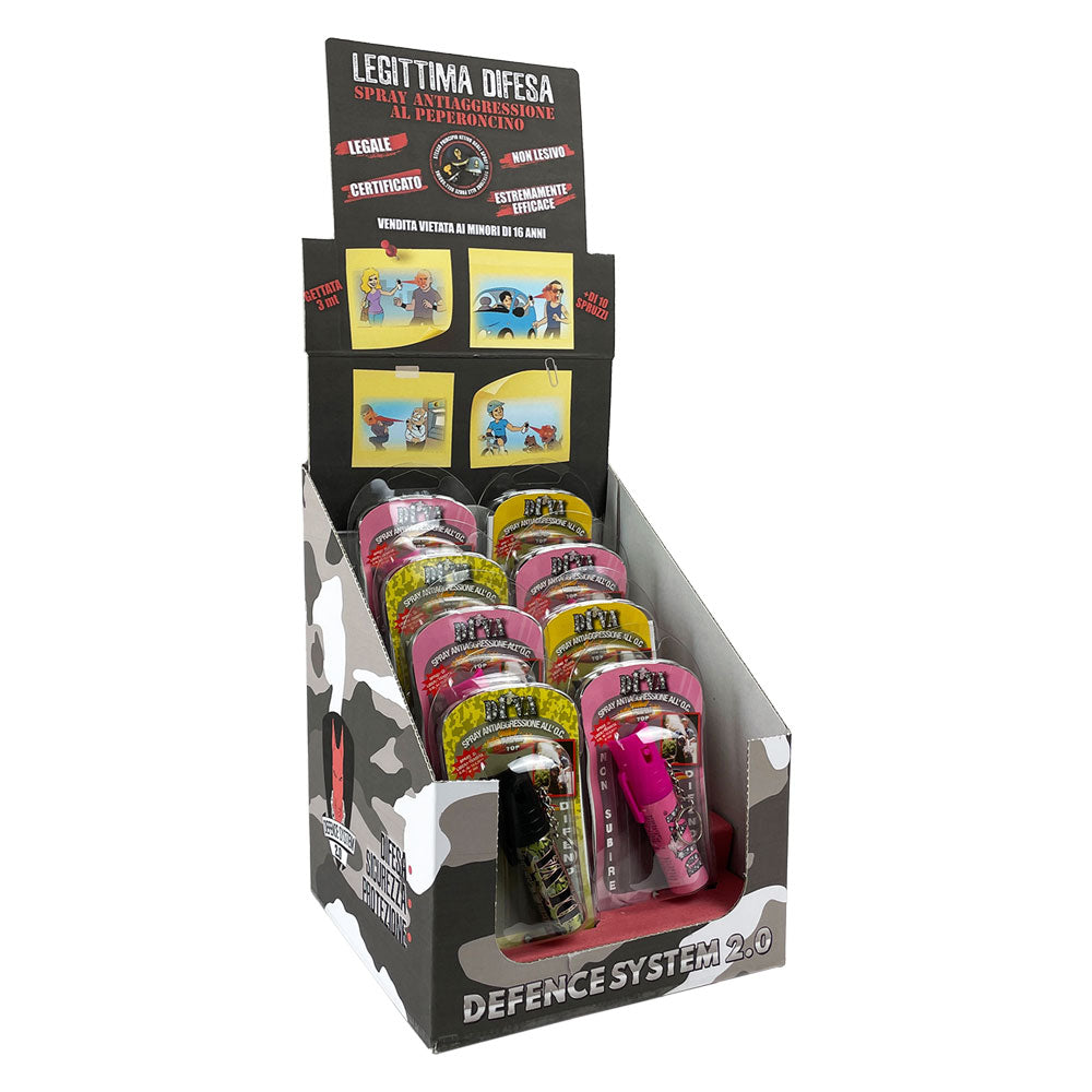 ESPOSITORE SPRAY ANTIAGGRESSIONE totale 8 pezzi  - DEFENCE SYSTEM