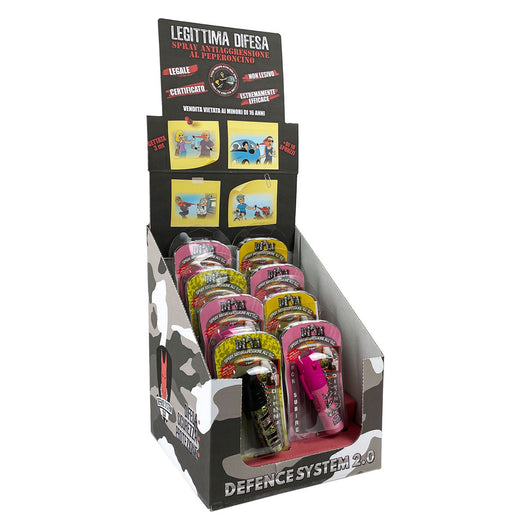 ESPOSITORE SPRAY ANTIAGGRESSIONE totale 8 pezzi  - DEFENCE SYSTEM