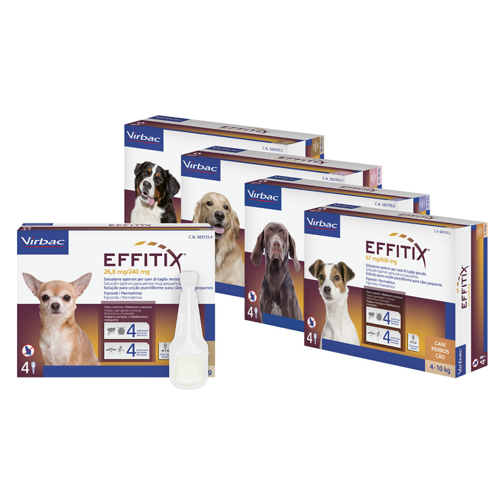 ANTIPARASSITARIO 'EFFITIX' 'Cane Small' da 4 a 10 kg  - 4 pipette ml 1,1  - VIRBAC