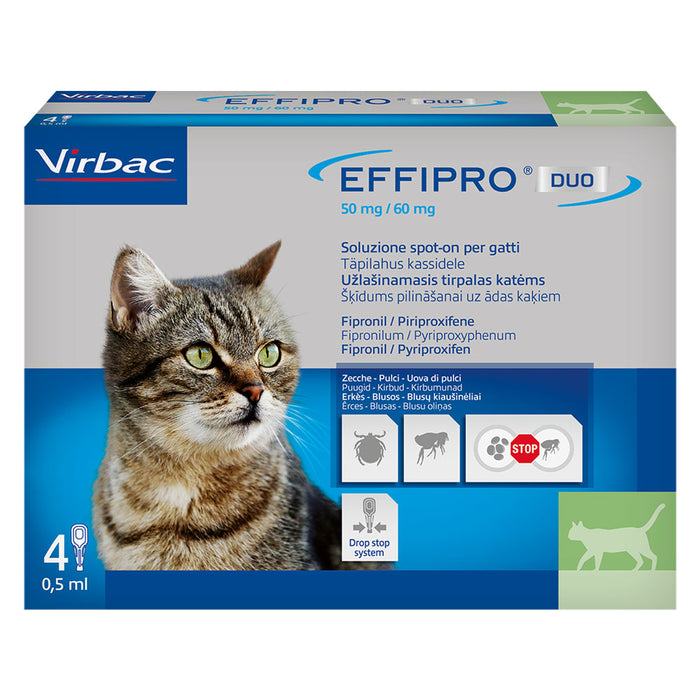 ANTIPARASSITARIO 'EFFIPRO DUO' 'Gatto' da 1 a 6 kg  - 4 pipette ml 0,5  - VIRBAC