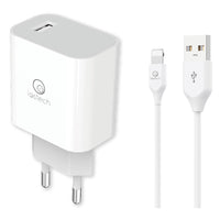 SET DI CARICA DA MURO A SINGOLA USB cavo USB attacco lightning apple (pot.max 18W)  - LOSTECH