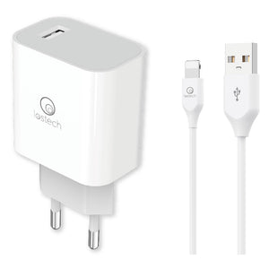 SET DI CARICA DA MURO A SINGOLA USB cavo USB attacco lightning apple (pot.max 18W)  - LOSTECH