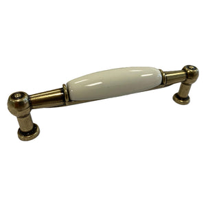 MANIGLIA PER MOBILI base ott.vecchio / fondo avorio / decoro N.02- 5 pezzi