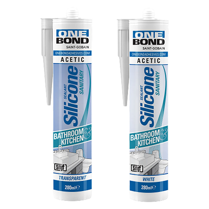 SILICONE ACETICO PER SANITARI  bianco ml 280- 12 pezzi  - ONEBOND