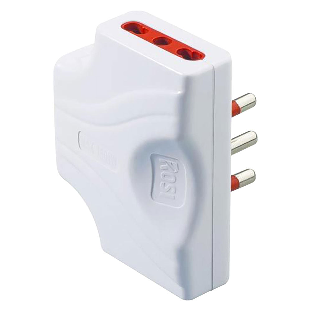 ADATTATORE ULTRAPIATTO TRIPLO SERIE 'EMILIA EXTRA PIATTA' presa 2P+T 10A - spina 2P+T 10A / bianco  - ROSI