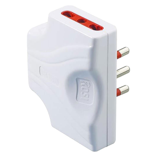 ADATTATORE ULTRAPIATTO TRIPLO SERIE 'EMILIA EXTRA PIATTA' presa 2P+T 10A - spina 2P+T 10A / bianco  - ROSI