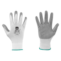 GUANTI NITRILE/POLIESTERE 'NIT-01 HOB SPECIAL' Tg. 8 - colore bianco/grigio- 12 coppia  - NERI