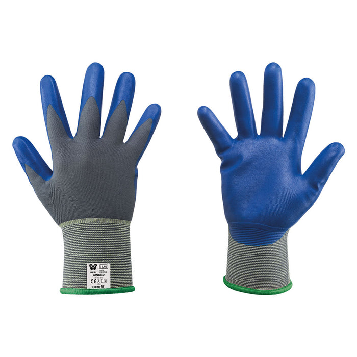 GUANTI NITRILE/NYLON 'GINGER' Tg. 7 - colore blu/grigio- 12 coppia  - NERI