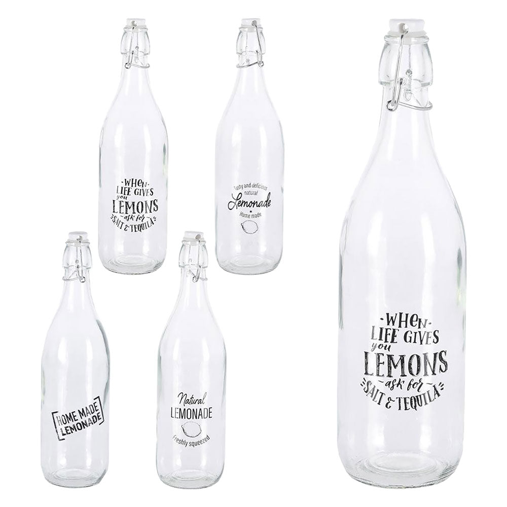 BOTTIGLIA IN VETRO 'DECORATA' 1000 ml- 12 pezzi