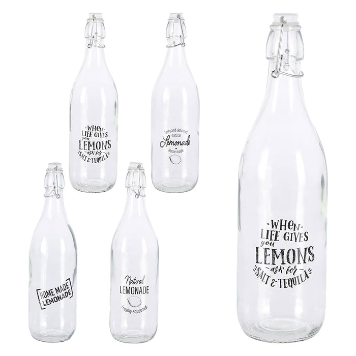 BOTTIGLIA IN VETRO 'DECORATA' 1000 ml- 12 pezzi