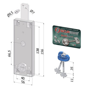 SERRATURA CENTRALE PER PORTA BASCULANTE '2240' catenaccio diritto  - SECUREMME