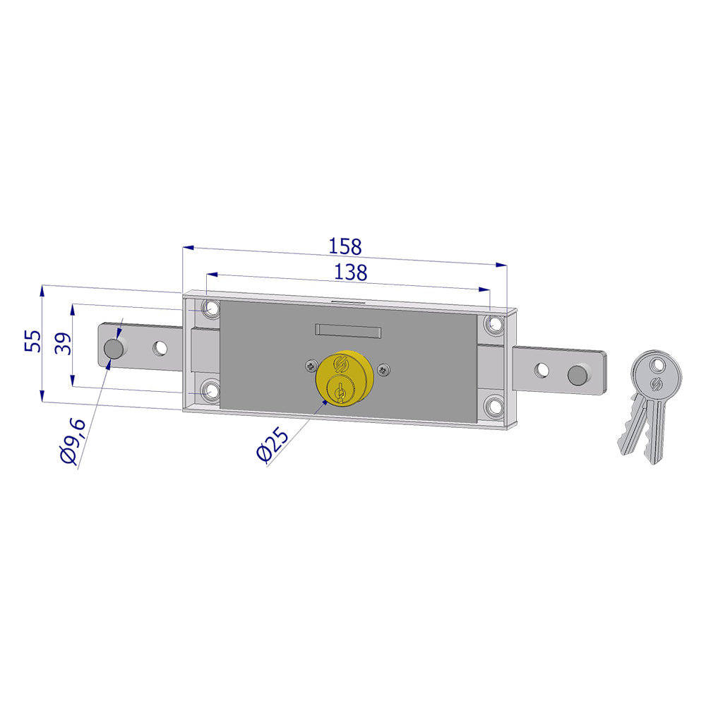 SERRATURA CENTRALE PER SERRANDA '2260' catenaccio diritto  - SECUREMME