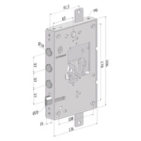 SERRATURA DA APPLICARE TRIPLICE PER PORTE BLINDATE SENZA NUCLEO '250' interasse pistoni 37 mm  - SX  - SECUREMME