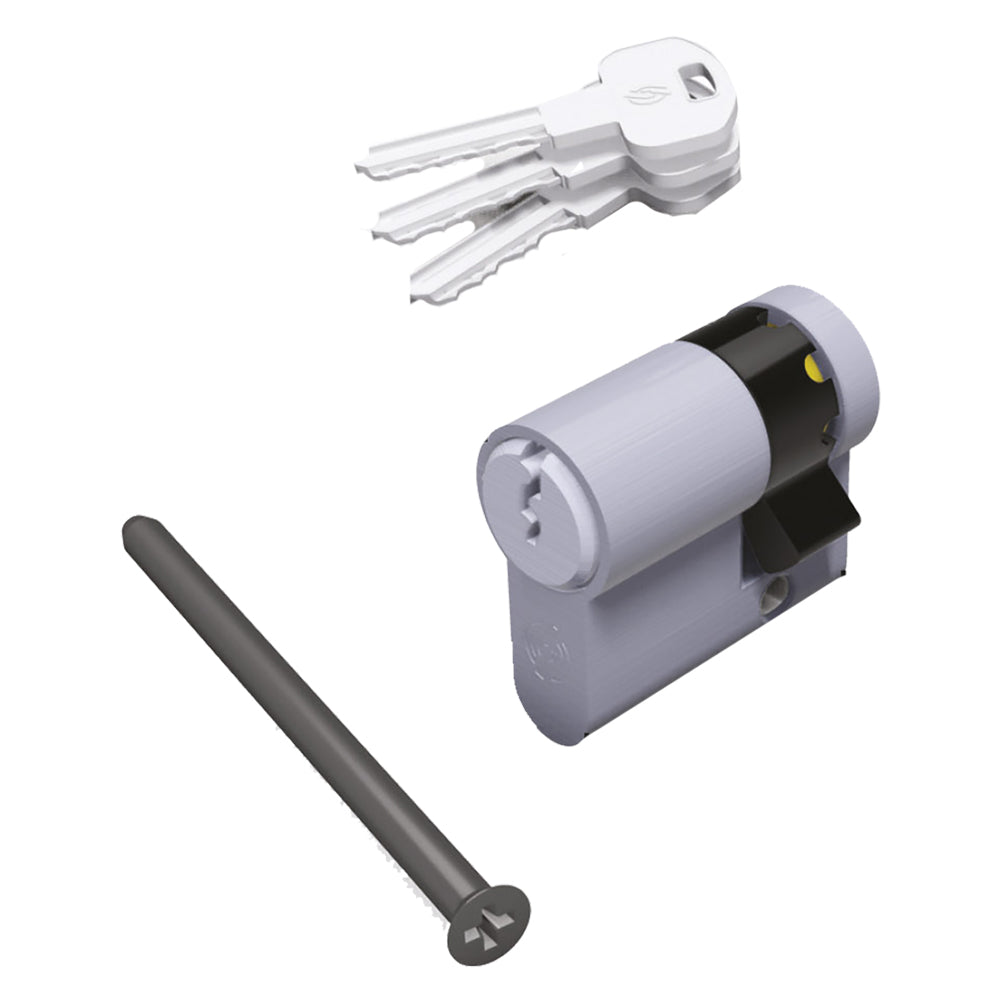 MEZZO CILINDRO PROFILATO SERIE 'KY' mm 20+10+5 = 35 (25+10) cromo satinato  - SECUREMME