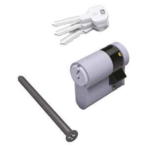 MEZZO CILINDRO PROFILATO SERIE 'KY' mm 20+10+5 = 35 (25+10) cromo satinato  - SECUREMME