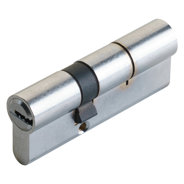 CILINDRO PROFILATO DOPPIO SERIE 'K2' mm 25+10+45 = 80 (30+50) cromo satinato  - SECUREMME