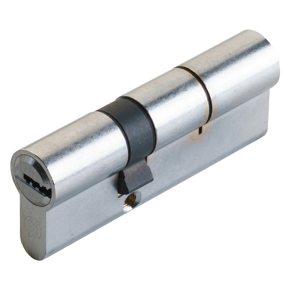 CILINDRO PROFILATO DOPPIO SERIE 'K2' mm 45+10+45 = 100 (50+50) cromo satinato  - SECUREMME