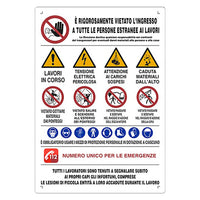 CARTELLO 20 SIMBOLI PER CANTIERE cm 80 x 60- 10 pezzi  - EUROSIGNALS