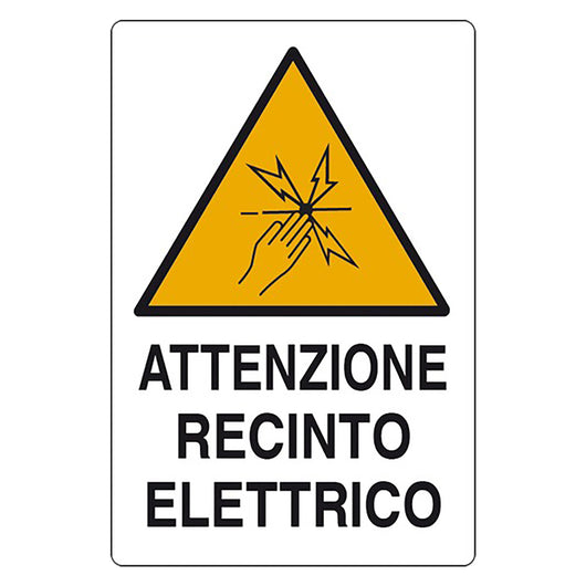 CARTELLO 'ATTENZIONE RECINTO ELETTRICO' cm 20 x 30  - EUROSIGNALS