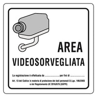 CARTELLO 'AREA VIDEOSORVEGLIATA' cm 20 x 20  - EUROSIGNALS