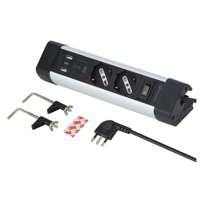 MULTIPRESA DA SCRIVANIA colore nero/argento  - ELECTRALINE