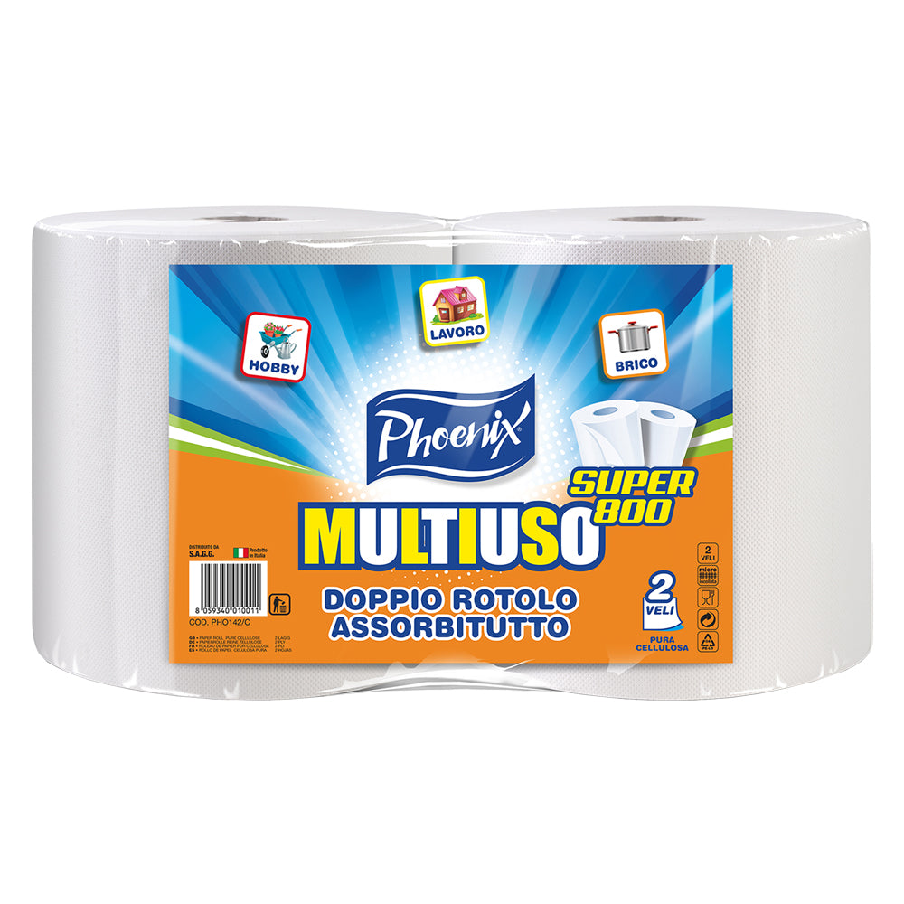 BOBINA CARTA 'PHOENIX MULTIUSO SUPER 800' kg 0,7 a rotolo circa (prezzo singolo rotolo)- 2 rotolo  - MADE IN ITALY